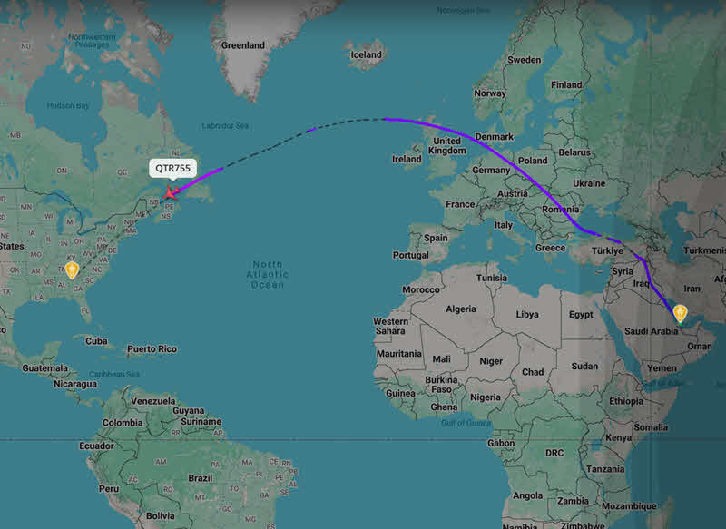 Percorso ortodromico di un aereo